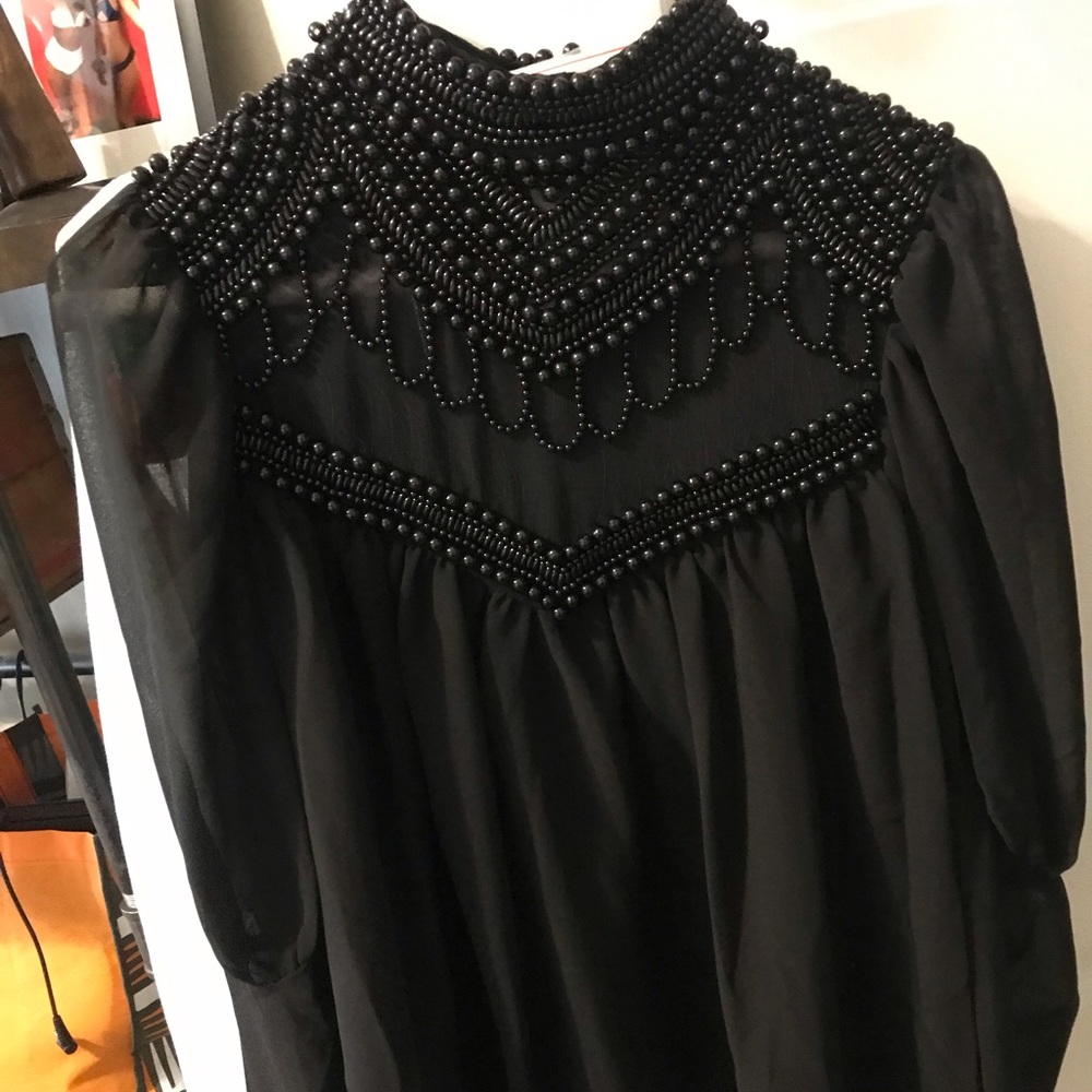 Black ASOS beaded sheer top NWT